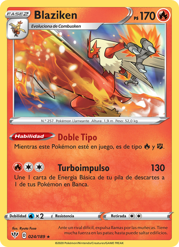 Blaziken 24 — Darkness Ablaze (Spanish Pokémon TCG card)
