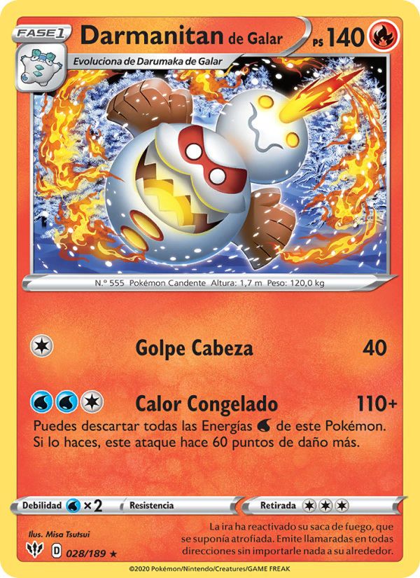 Darmanitan de Galar 28 — Darkness Ablaze (Spanish Pokémon TCG card)