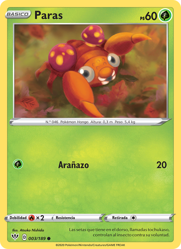 Paras 3 — Darkness Ablaze (Spanish Pokémon TCG card)