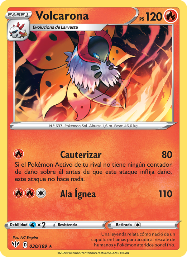 Volcarona 30 — Darkness Ablaze (Spanish Pokémon TCG card)