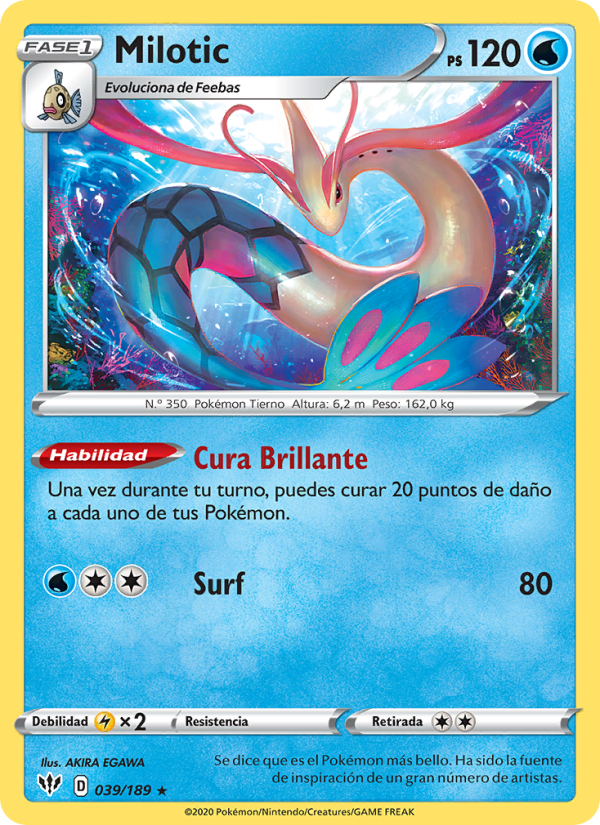 Milotic 39 — Darkness Ablaze (Spanish Pokémon TCG card)
