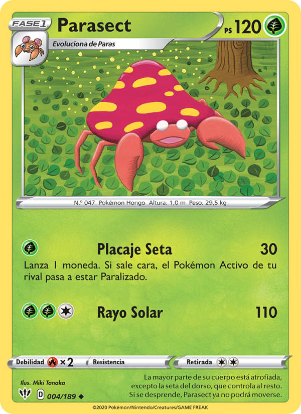 Parasect 4 — Darkness Ablaze (Spanish Pokémon TCG card)