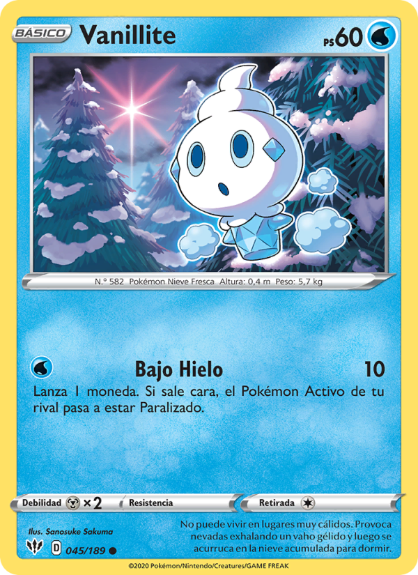 Vanillite 45 — Darkness Ablaze (Spanish Pokémon TCG card)