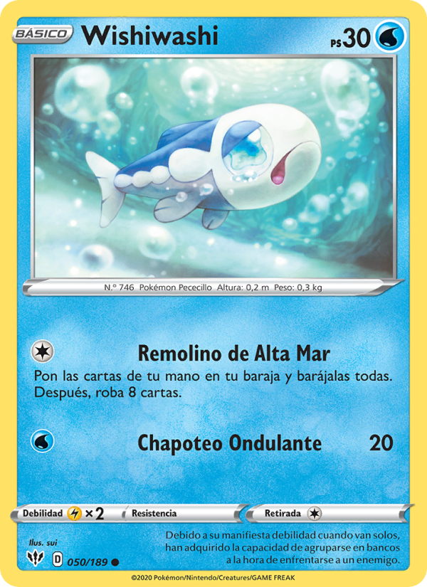 Wishiwashi 50 — Darkness Ablaze (Spanish Pokémon TCG card)