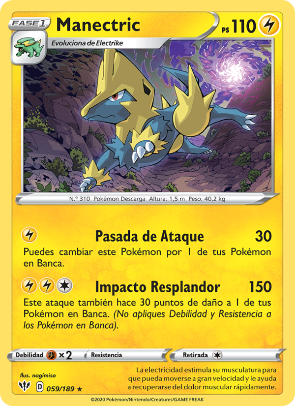 Manectric 59 — Darkness Ablaze (Spanish Pokémon TCG card)