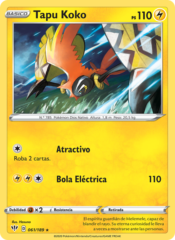 Tapu Koko 61 — Darkness Ablaze (Spanish Pokémon TCG card)