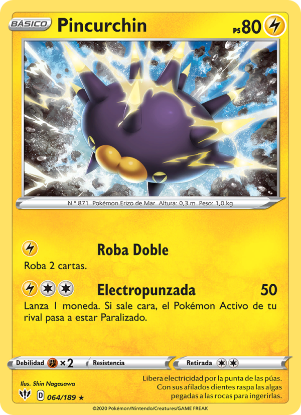Pincurchin 64 — Darkness Ablaze (Spanish Pokémon TCG card)