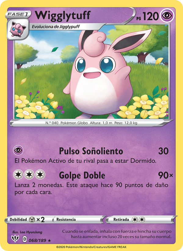 Wigglytuff 68 — Darkness Ablaze (Spanish Pokémon TCG card)