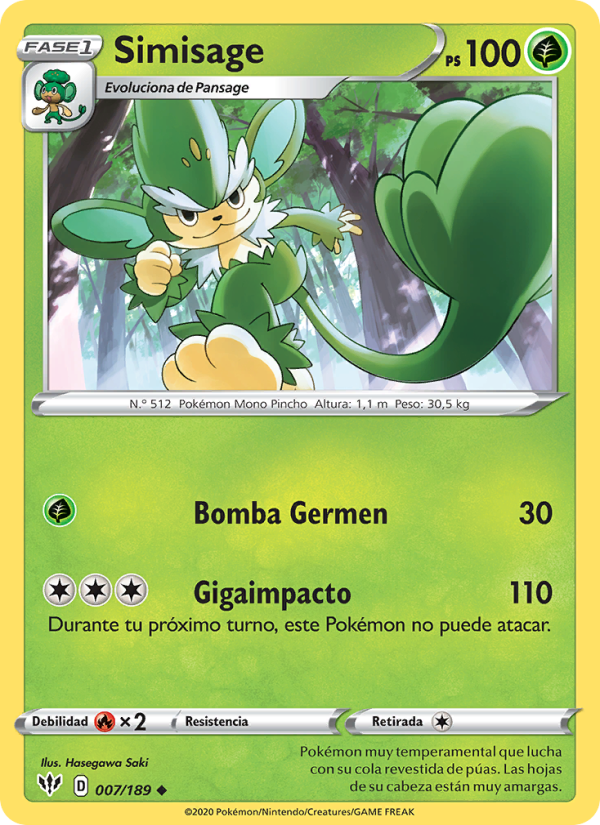 Simisage 7 — Darkness Ablaze (Spanish Pokémon TCG card)