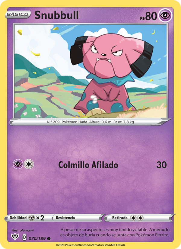 Snubbull 70 — Darkness Ablaze (Spanish Pokémon TCG card)