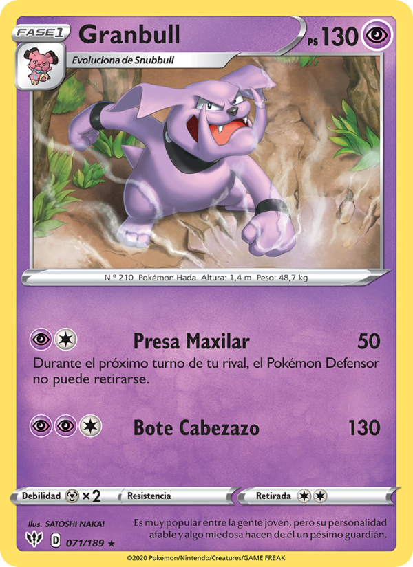 Granbull 71 — Darkness Ablaze (Spanish Pokémon TCG card)