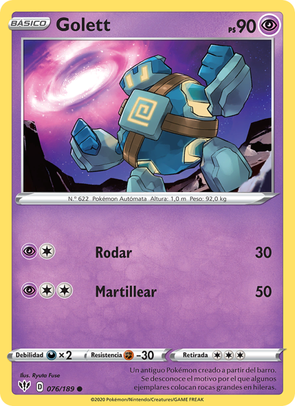 Golett 76 — Darkness Ablaze (Spanish Pokémon TCG card)