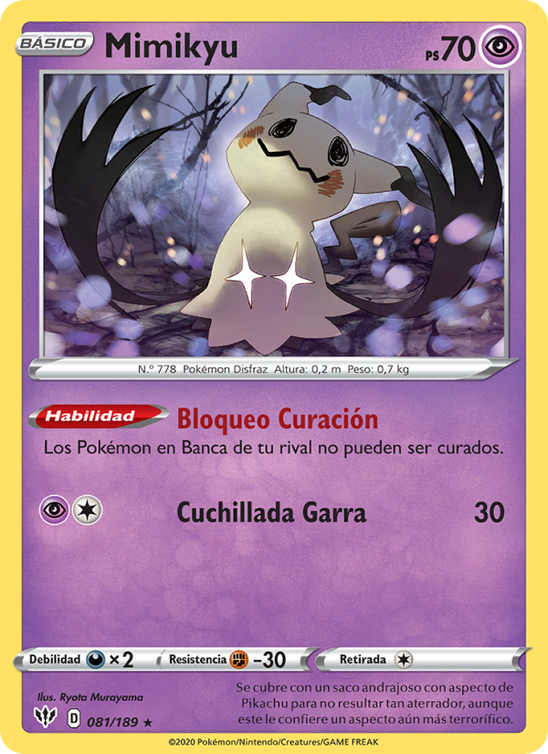 Mimikyu 81 — Darkness Ablaze (Spanish Pokémon TCG card)