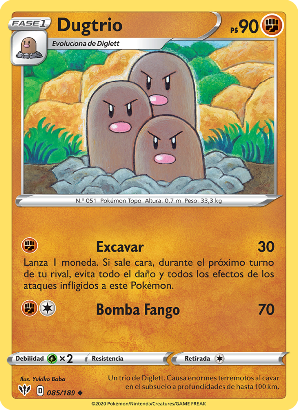 Dugtrio 85 — Darkness Ablaze (Spanish Pokémon TCG card)
