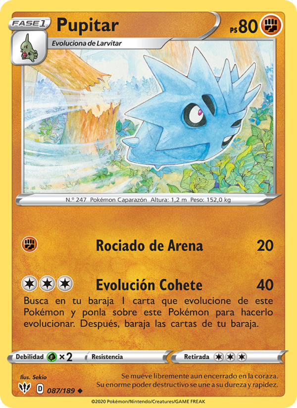 Pupitar 87 — Darkness Ablaze (Spanish Pokémon TCG card)