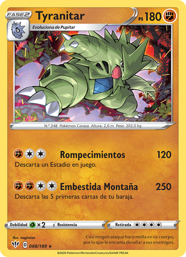 Tyranitar 88 — Darkness Ablaze (Spanish Pokémon TCG card)