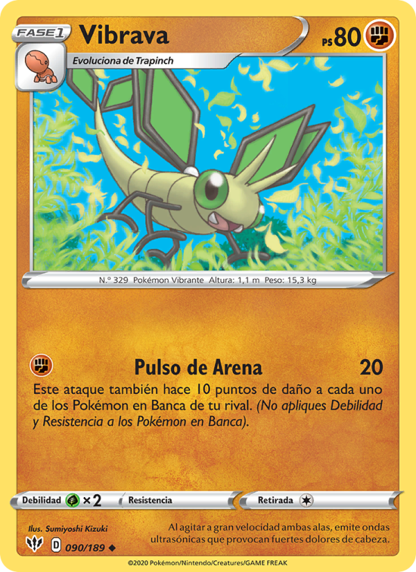 Vibrava 90 — Darkness Ablaze (Spanish Pokémon TCG card)