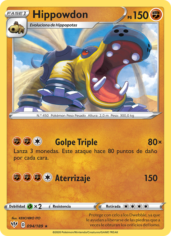 Hippowdon 94 — Darkness Ablaze (Spanish Pokémon TCG card)