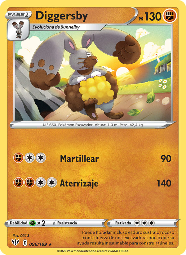 Diggersby 96 — Darkness Ablaze (Spanish Pokémon TCG card)