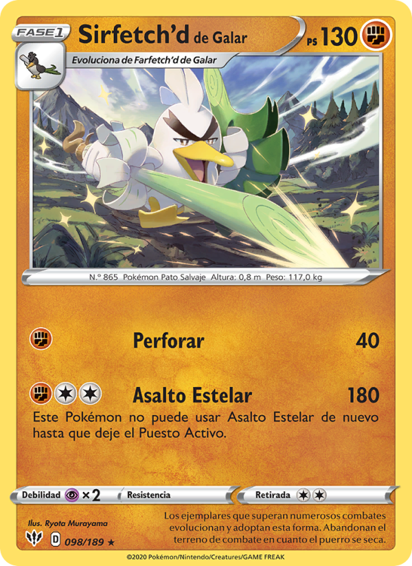 Sirfetch'd de Galar 98 — Darkness Ablaze (Spanish Pokémon TCG card)
