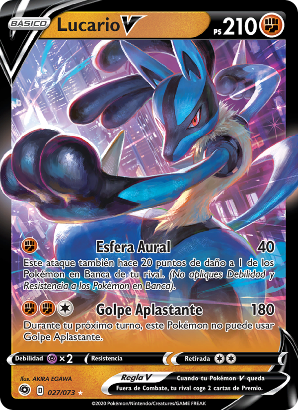 Lucario V 27 — Weg des Champs (Spanish Pokémon TCG card)