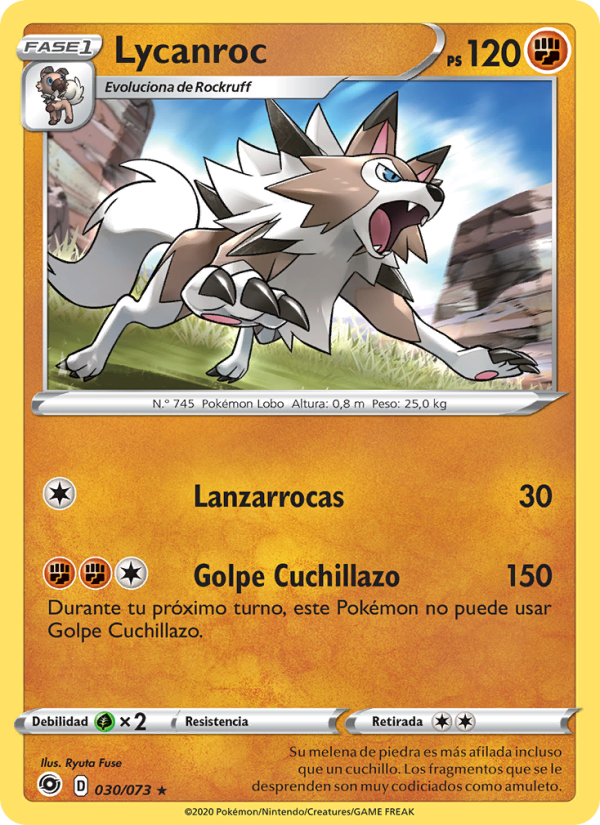 Lycanroc 30 — Weg des Champs (Spanish Pokémon TCG card)