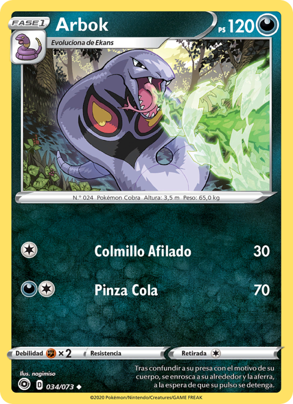 Arbok 34 — Weg des Champs (Spanish Pokémon TCG card)