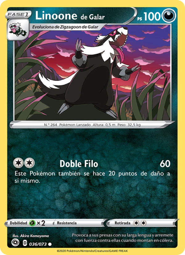 Linoone de Galar 36 — Weg des Champs (Spanish Pokémon TCG card)