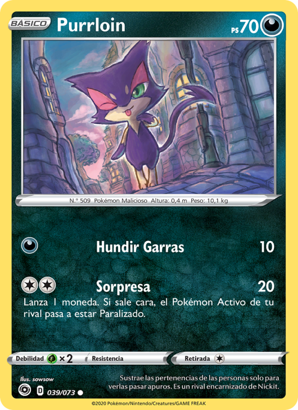Purrloin 39 — Weg des Champs (Spanish Pokémon TCG card)