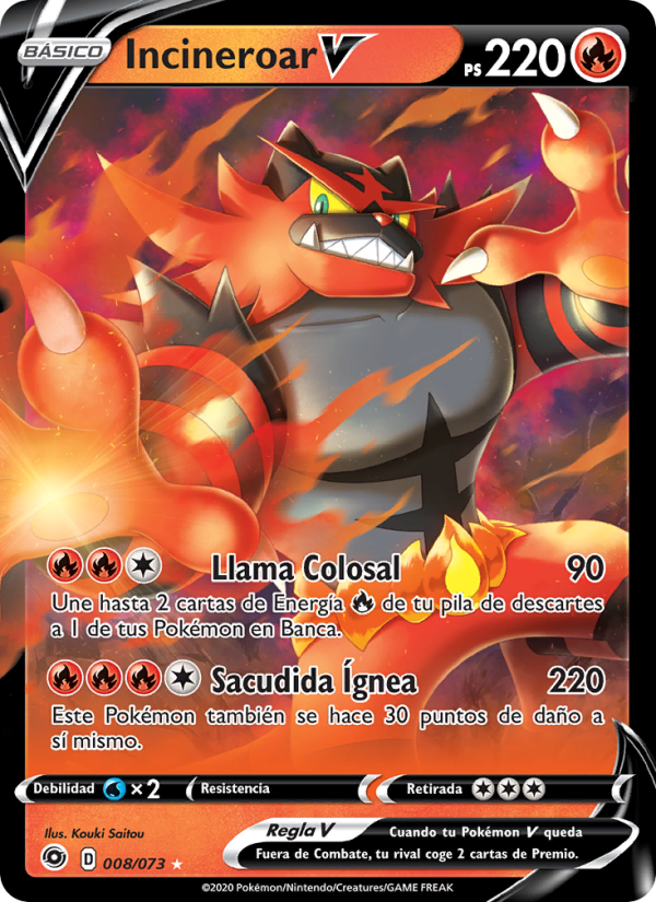 Incineroar V 8 — Weg des Champs (Spanish Pokémon TCG card)