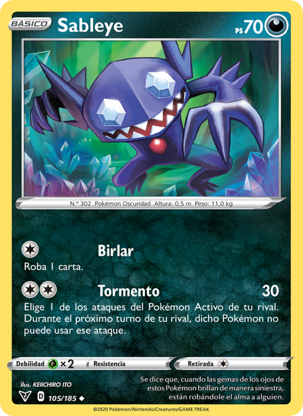 Sableye 105 — Vivid Voltage (Spanish Pokémon TCG card)