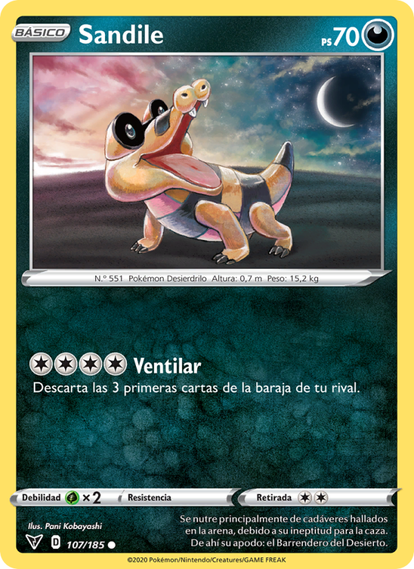 Sandile 107 — Vivid Voltage (Spanish Pokémon TCG card)