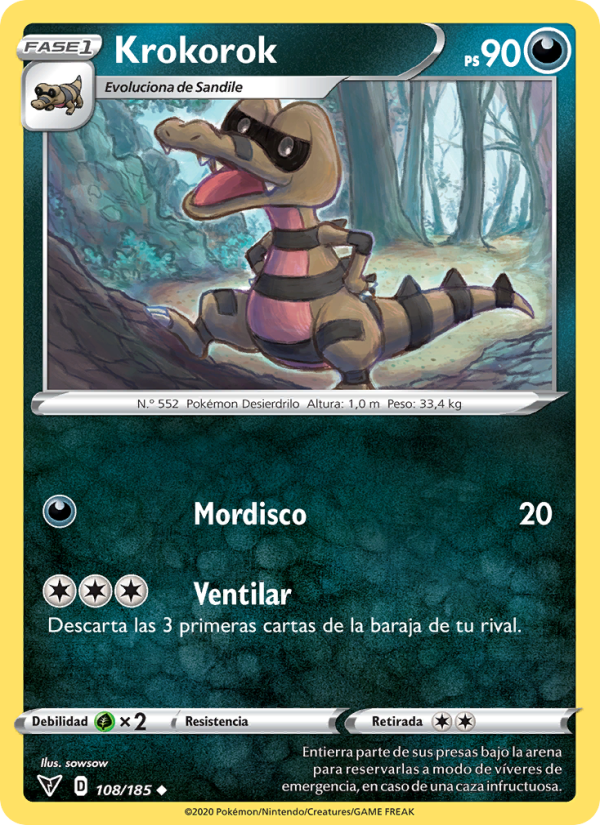 Krokorok 108 — Vivid Voltage (Spanish Pokémon TCG card)