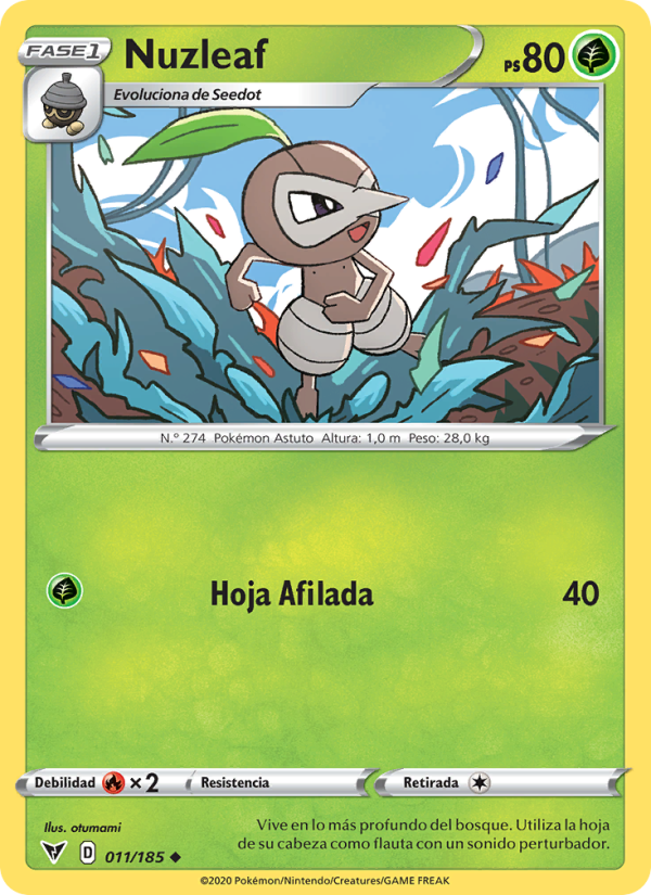 Nuzleaf 11 — Vivid Voltage (Spanish Pokémon TCG card)
