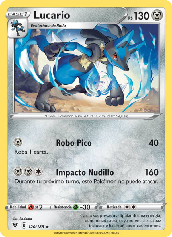 Lucario 120 — Vivid Voltage (Spanish Pokémon TCG card)