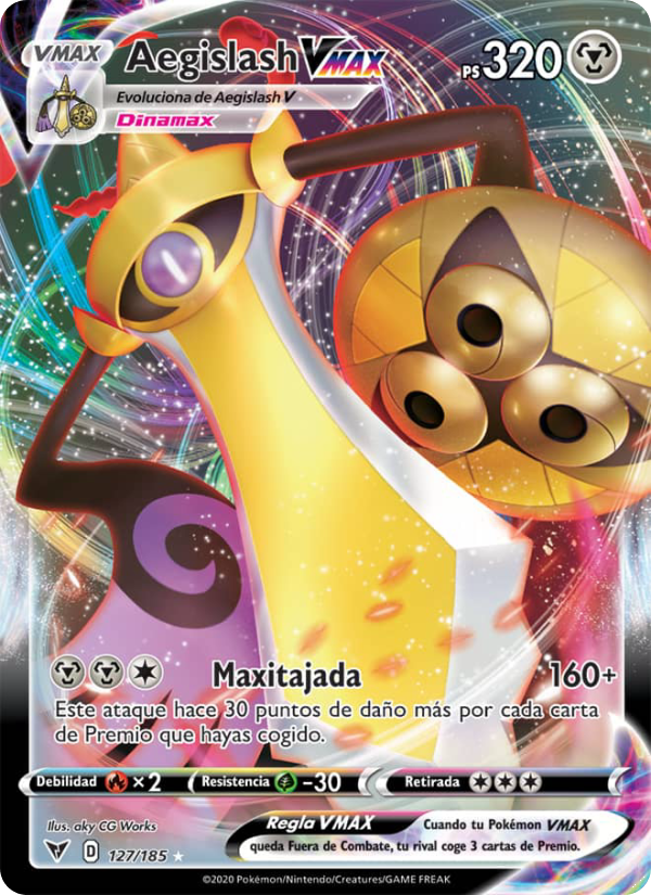 Aegislash VMAX 127 — Vivid Voltage (Spanish Pokémon TCG card)