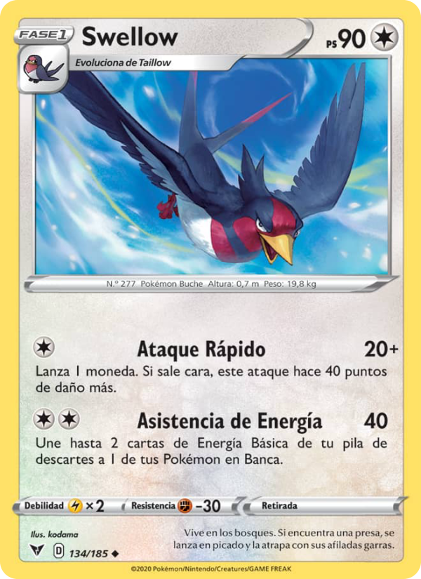 Swellow 134 — Vivid Voltage (Spanish Pokémon TCG card)