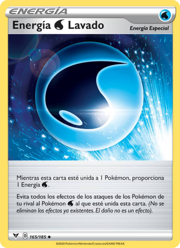 Energía Water Lavado 165 — Vivid Voltage (Spanish Pokémon TCG card)