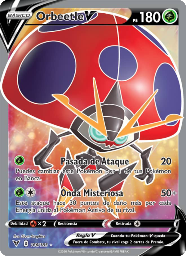 Orbeetle V 166 — Vivid Voltage (Spanish Pokémon TCG card)