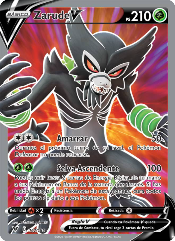 Zarude V 167 — Vivid Voltage (Spanish Pokémon TCG card)
