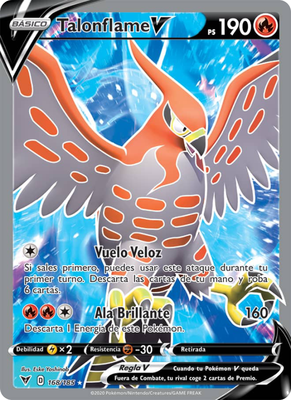 Talonflame V 168 — Vivid Voltage (Spanish Pokémon TCG card)