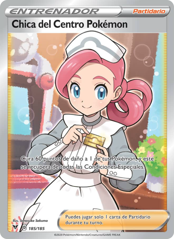 Chica del Centro Pokémon 185 — Vivid Voltage (Spanish Pokémon TCG card)