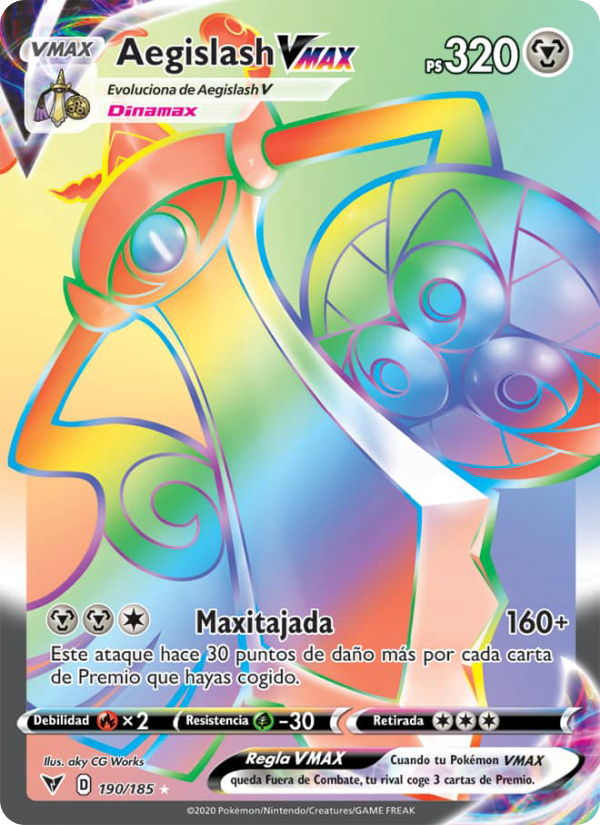 Aegislash VMAX 190 — Vivid Voltage (Spanish Pokémon TCG card)