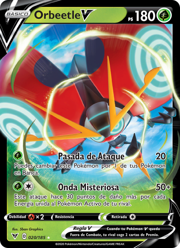 Orbeetle V 20 — Vivid Voltage (Spanish Pokémon TCG card)