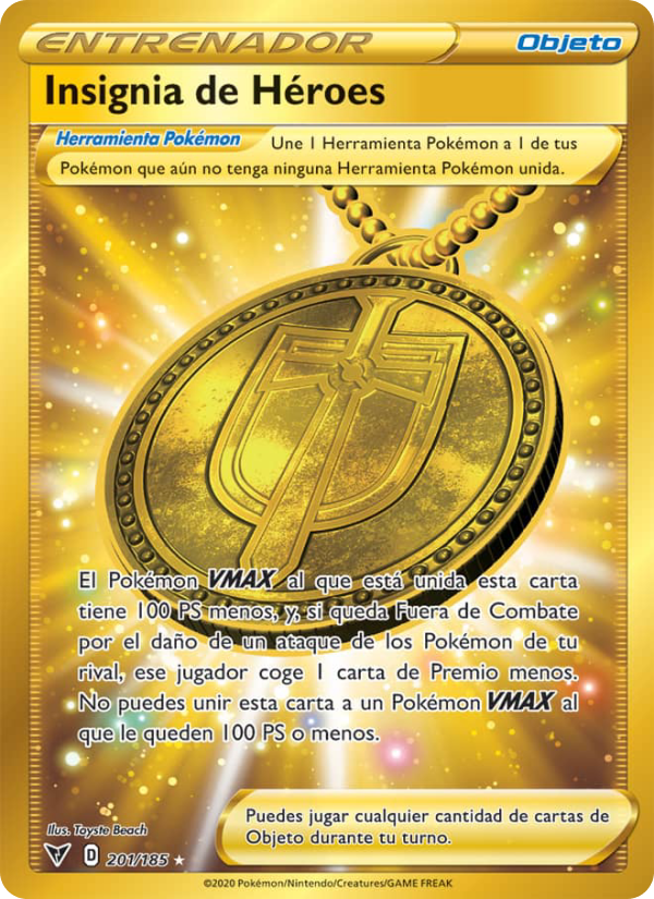 Insignia de Héroes 201 — Vivid Voltage (Spanish Pokémon TCG card)
