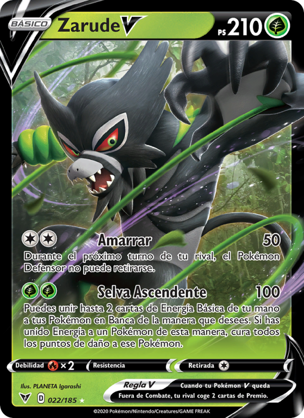 Zarude V 22 — Vivid Voltage (Spanish Pokémon TCG card)