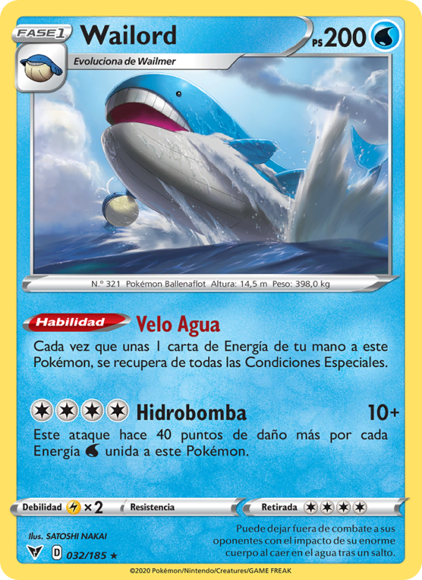 Wailord 32 — Vivid Voltage (Spanish Pokémon TCG card)