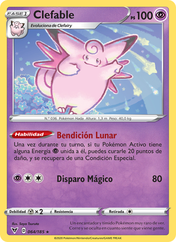 Clefable 64 — Vivid Voltage (Spanish Pokémon TCG card)