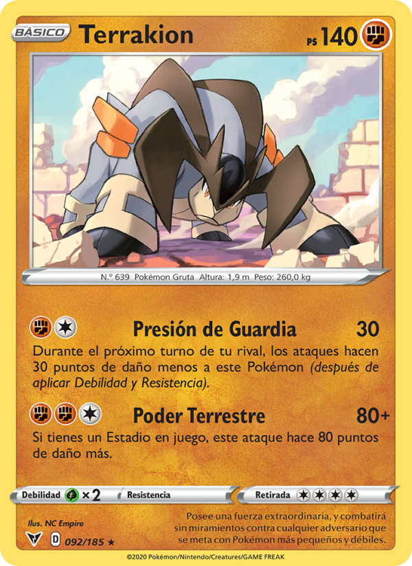 Terrakion 92 — Vivid Voltage (Spanish Pokémon TCG card)