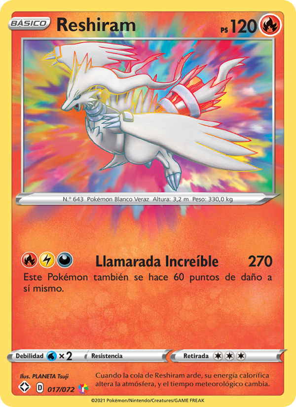 Reshiram 17 — Glänzendes Schicksal (Spanish Pokémon TCG card)